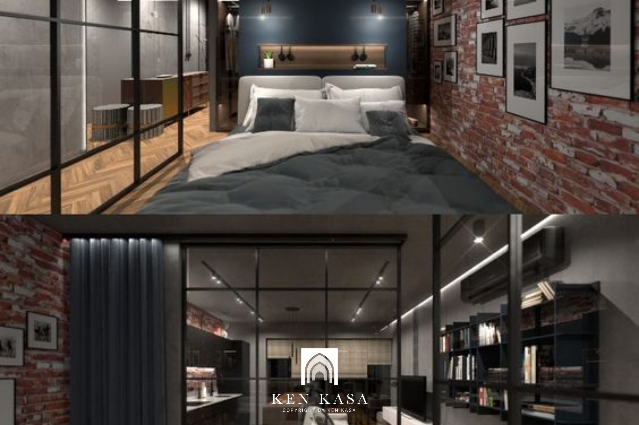 mẫu thiết kế phòng homestay trong chung cư kiểu công nghiệp